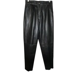 NWT Vintage Neptune Women Black Leather Pants High Waisted Sz 10 Genuine Leather